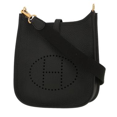 Sac bandoulière Hermès  Mini Evelyne en cuir taurillon clémence noir