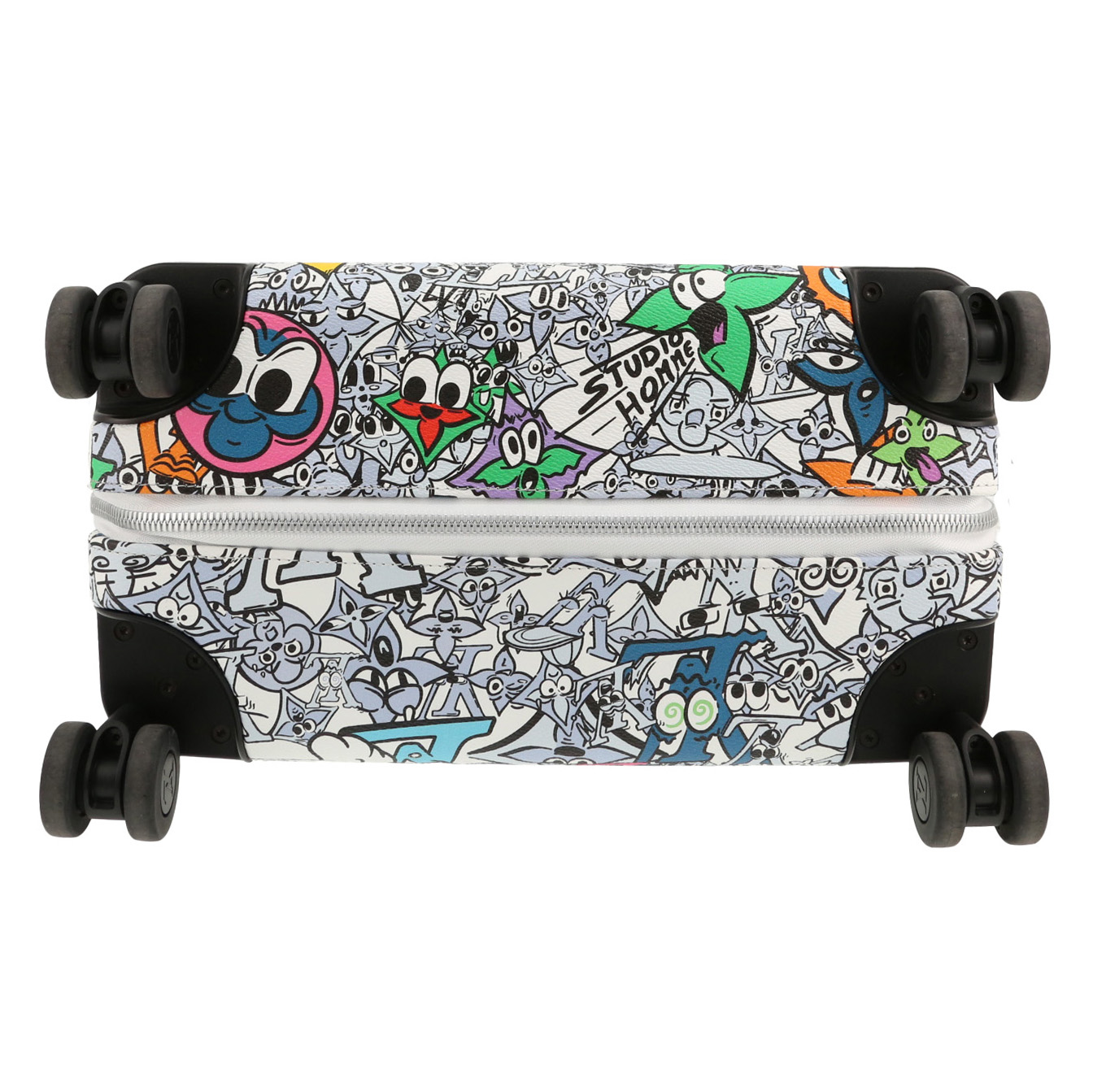 Maleta rígida Louis Vuitton  Horizon 55 en lona multicolor y cuero blanco - Detail D1