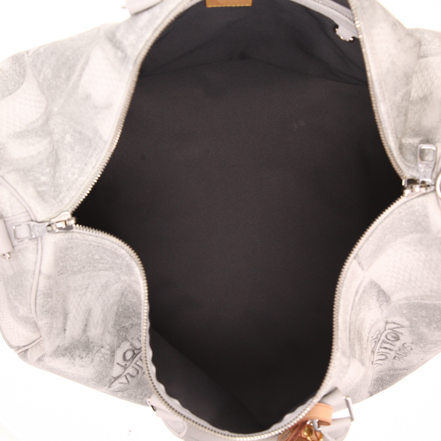 Borsa weekend Louis Vuitton  Keepall Editions Limitées in tela a scacchi grigia - Detail D3