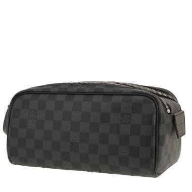 Nécessaire de toilette Louis Vuitton  Dopp Kit en toile damier graphite et cuir noir