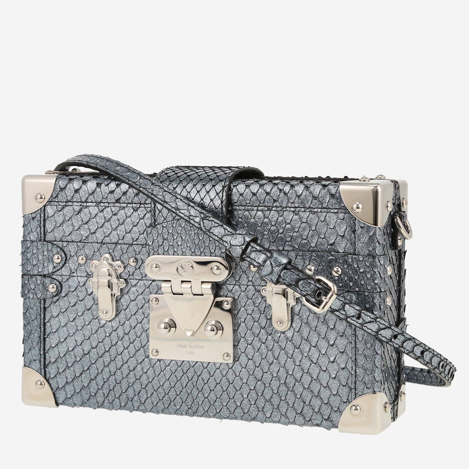 Borsa a tracolla Louis Vuitton  Petite Malle in pitone e argentato