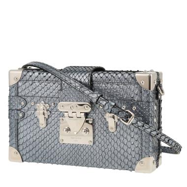 Bolso bandolera Louis Vuitton  Petite Malle en piel de pitón y plateada