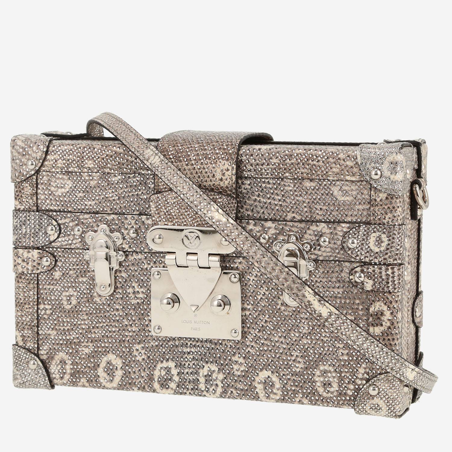 Bauletto Louis Vuitton  Petite Malle in lucertola beige e grigia