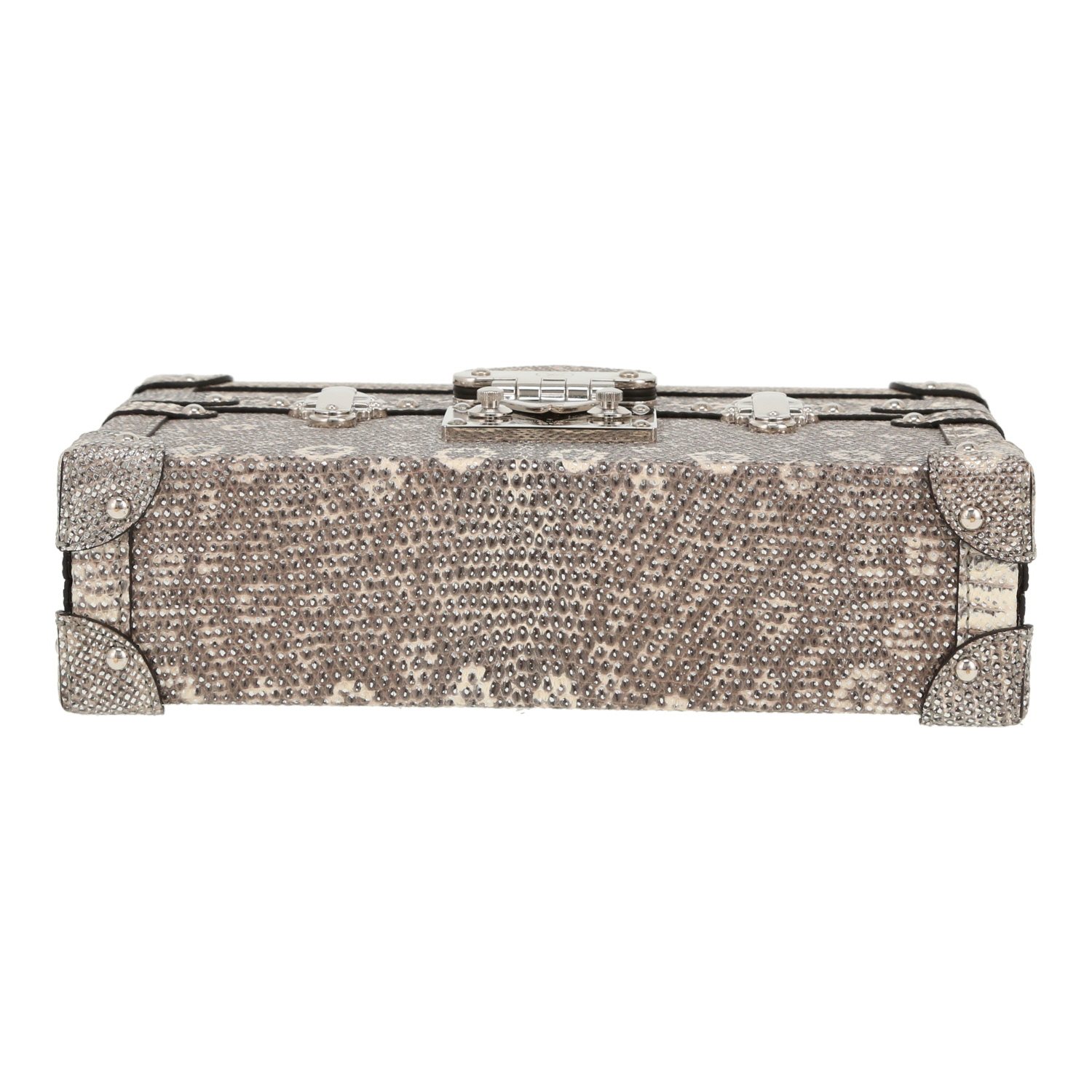 Bauletto Louis Vuitton  Petite Malle in lucertola beige e grigia - Detail D1