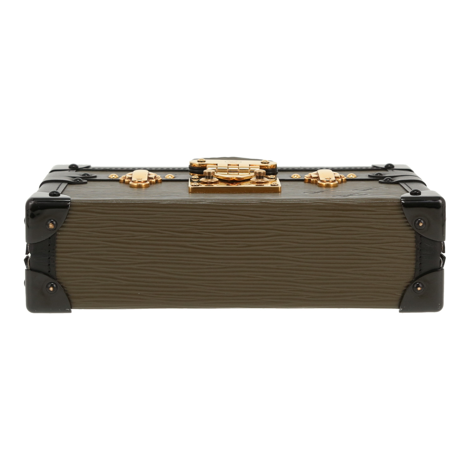 Louis Vuitton  Petite Malle shoulder bag  in khaki epi leather  and black leather - Detail D1