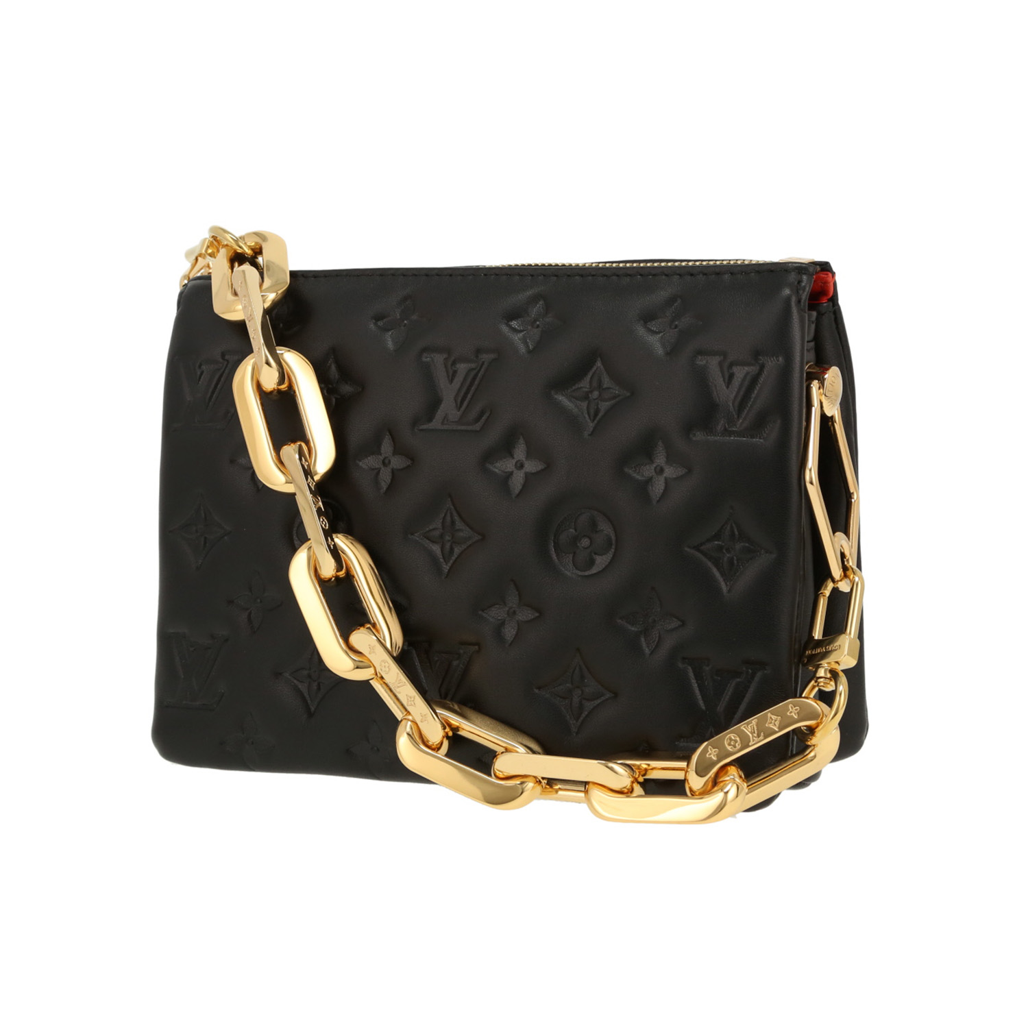Louis Vuitton  Coussin shoulder bag  in black empreinte monogram leather - Detail D4