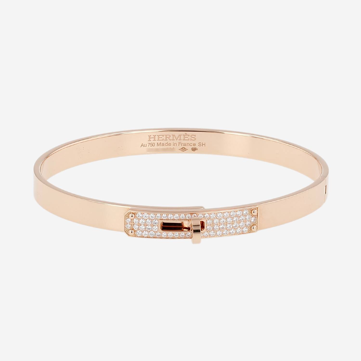 Hermès Kelly bangle in pink gold and diamonds