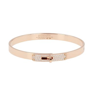 Bracelet jonc Hermès Kelly en or rose et diamants