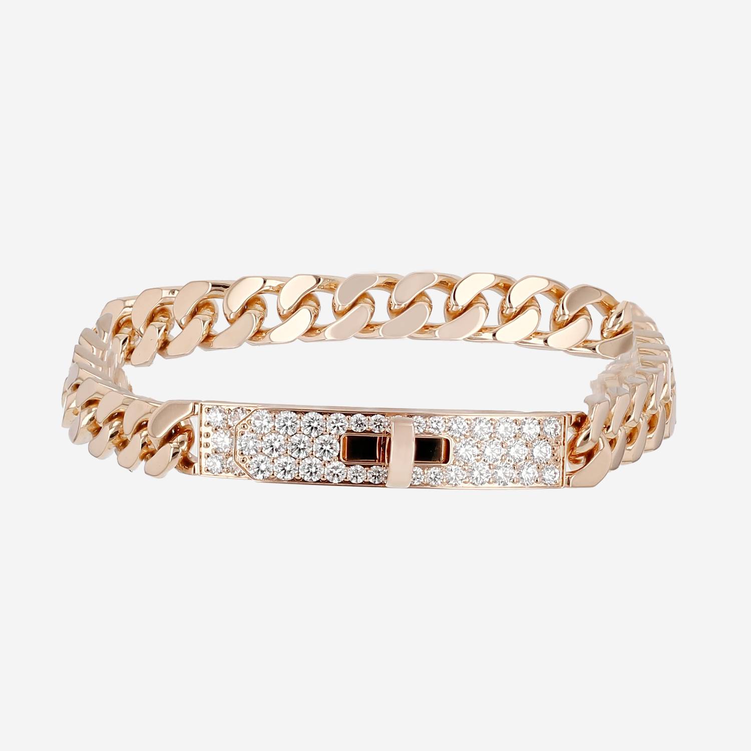 Bracelet Hermès Kelly Gourmette en or rose et diamants