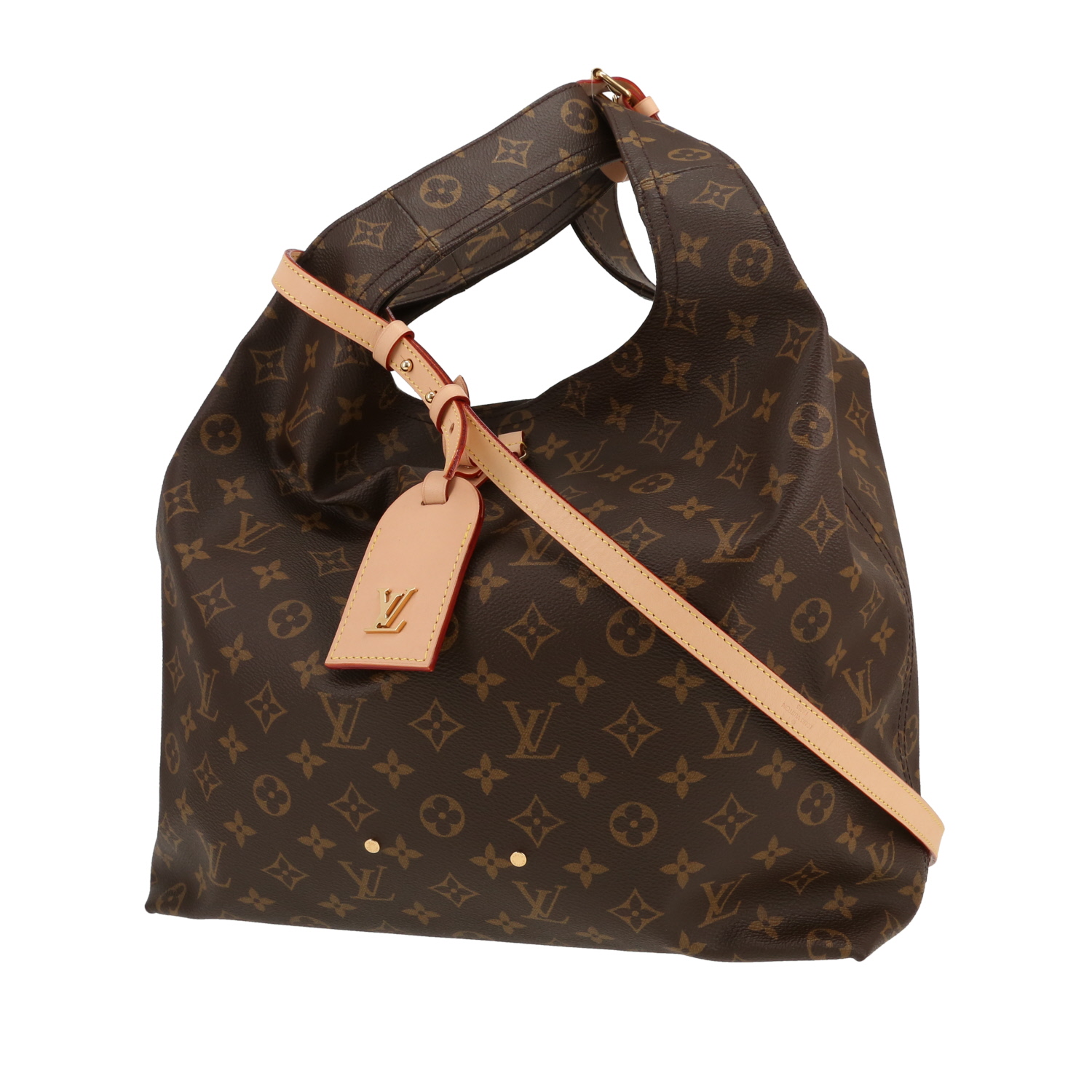 Borsa Louis Vuitton  Atlantis in tela monogram marrone e pelle naturale - Detail D4