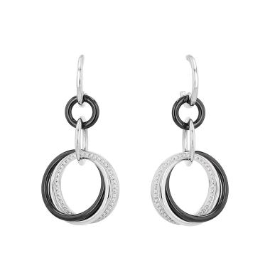 Paire de boucles d'oreilles Cartier Trinity en or blanc, diamants et céramique noire
