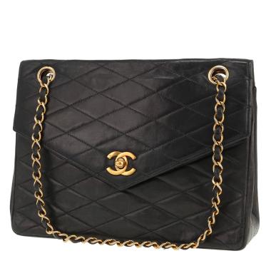 Bolso de mano Chanel  Vintage en cuero acolchado negro