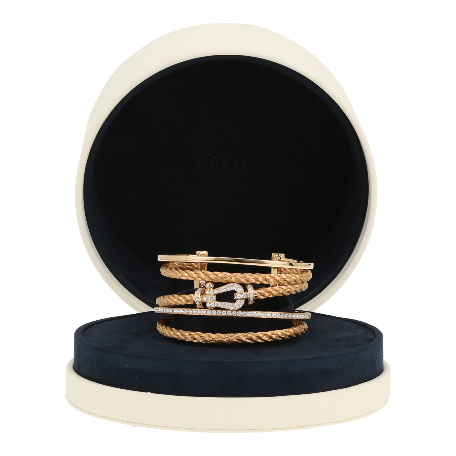 Bracelet manchette Fred Force 10 en or jaune et diamants - Detail D2