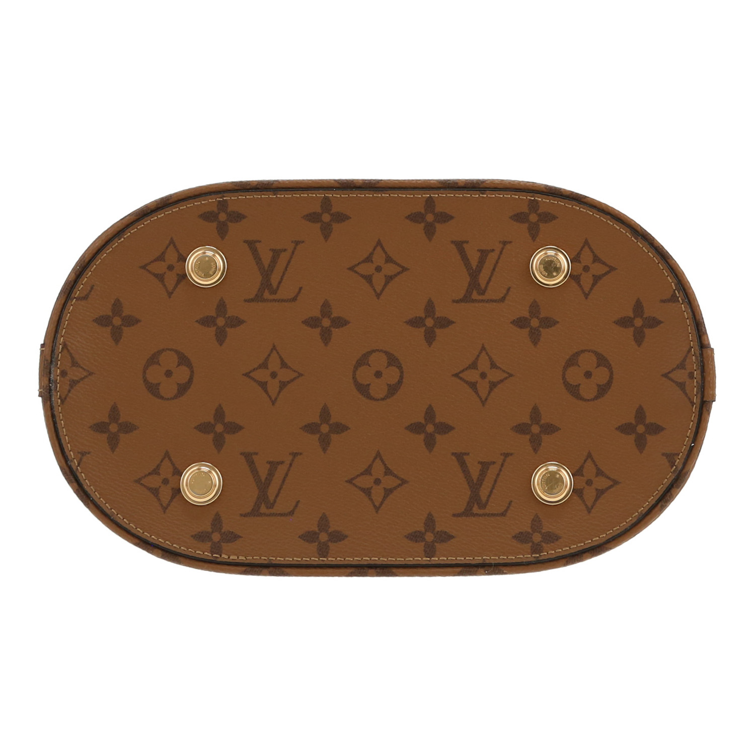 Borsa Louis Vuitton  Tressage in tela monogram "Reverso" marrone e pelle nera - Detail D1