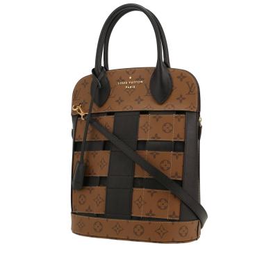 Louis Vuitton  Tressage handbag  in brown "Reverso" monogram canvas  and black leather