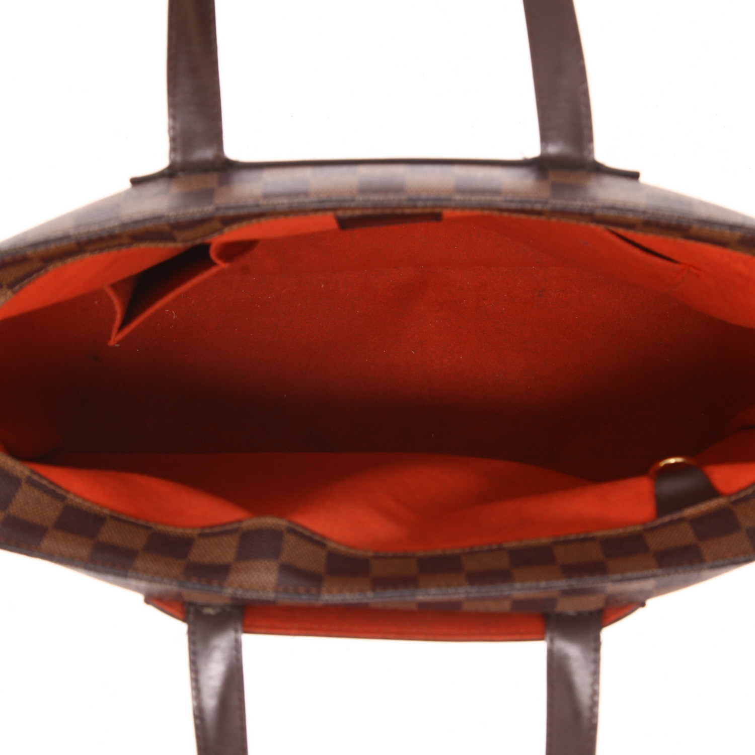 Bolso de mano Louis Vuitton  Parioli en lona a cuadros marrón y cuero marrón - Detail D3