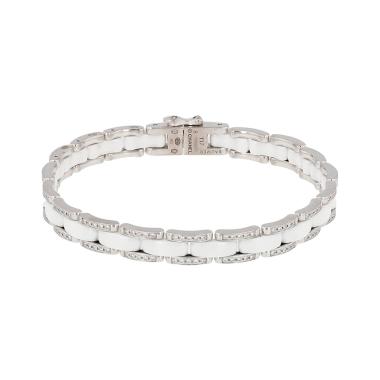 Brazalete flexible Chanel Ultra de oro blanco, cerámica y diamantes