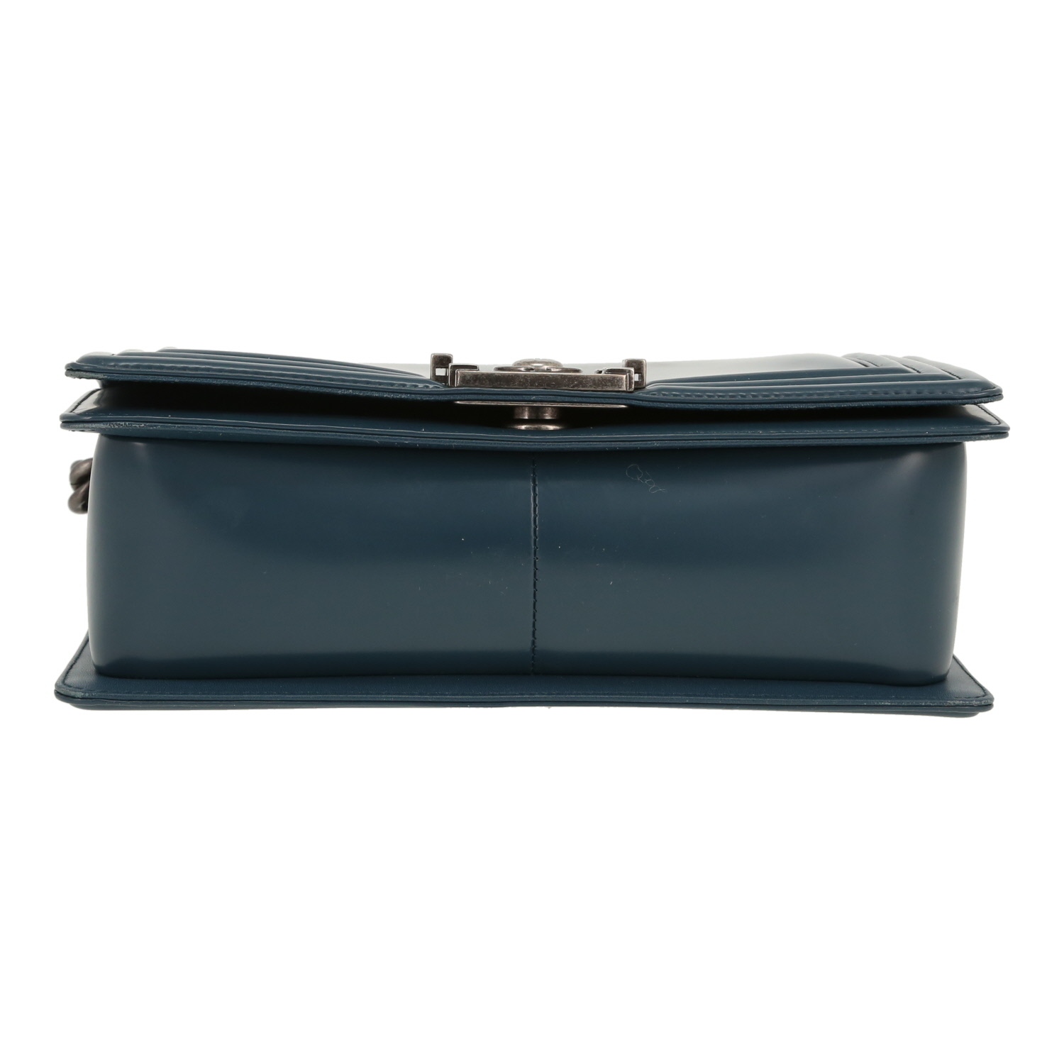 Borsa a tracolla Chanel  Boy in pelle liscia blu - Detail D1