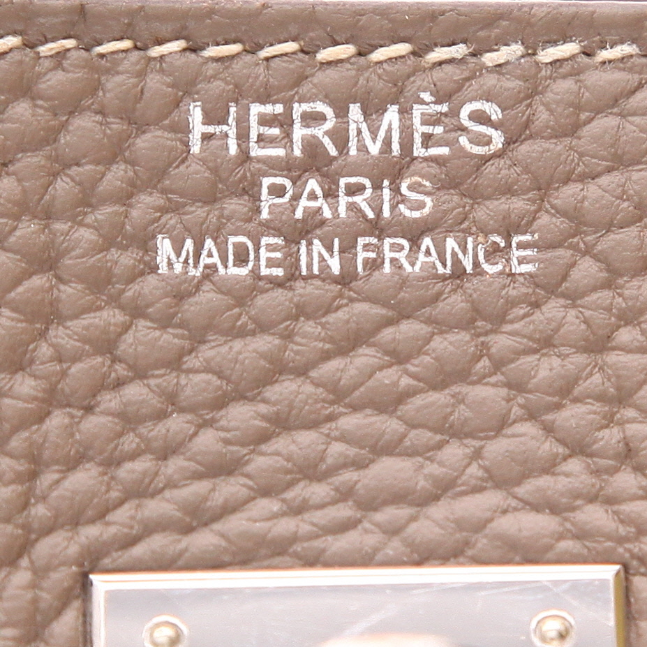 Hermès  Birkin 35 cm handbag  in etoupe togo leather - Detail D2