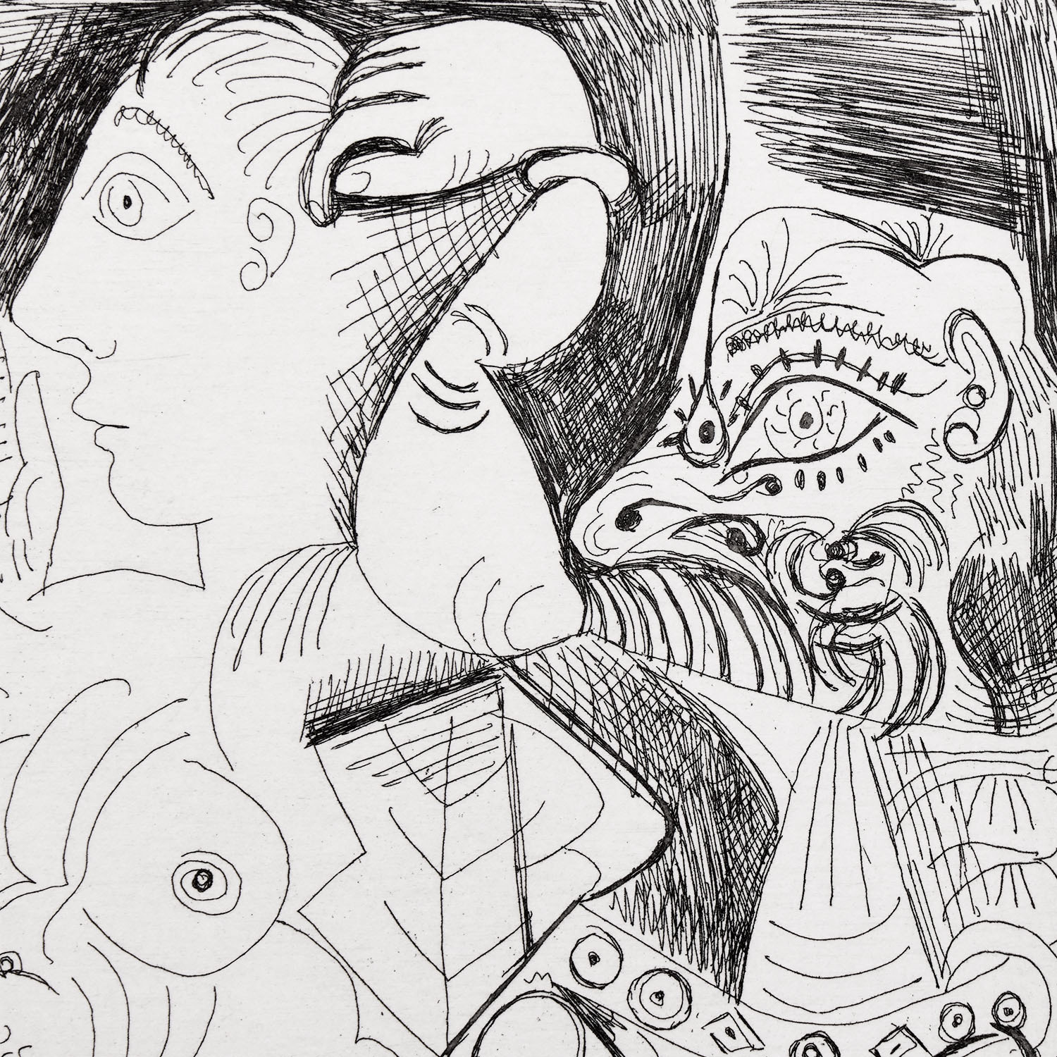 Viel homme et femme, avec un jeune athlète et un nain - 1970 - Detail D3