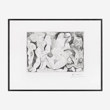 Viel homme et femme, avec un jeune athlète et un nain - 1970