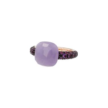 Pomellato Capri ring in pink gold, jade and amethysts