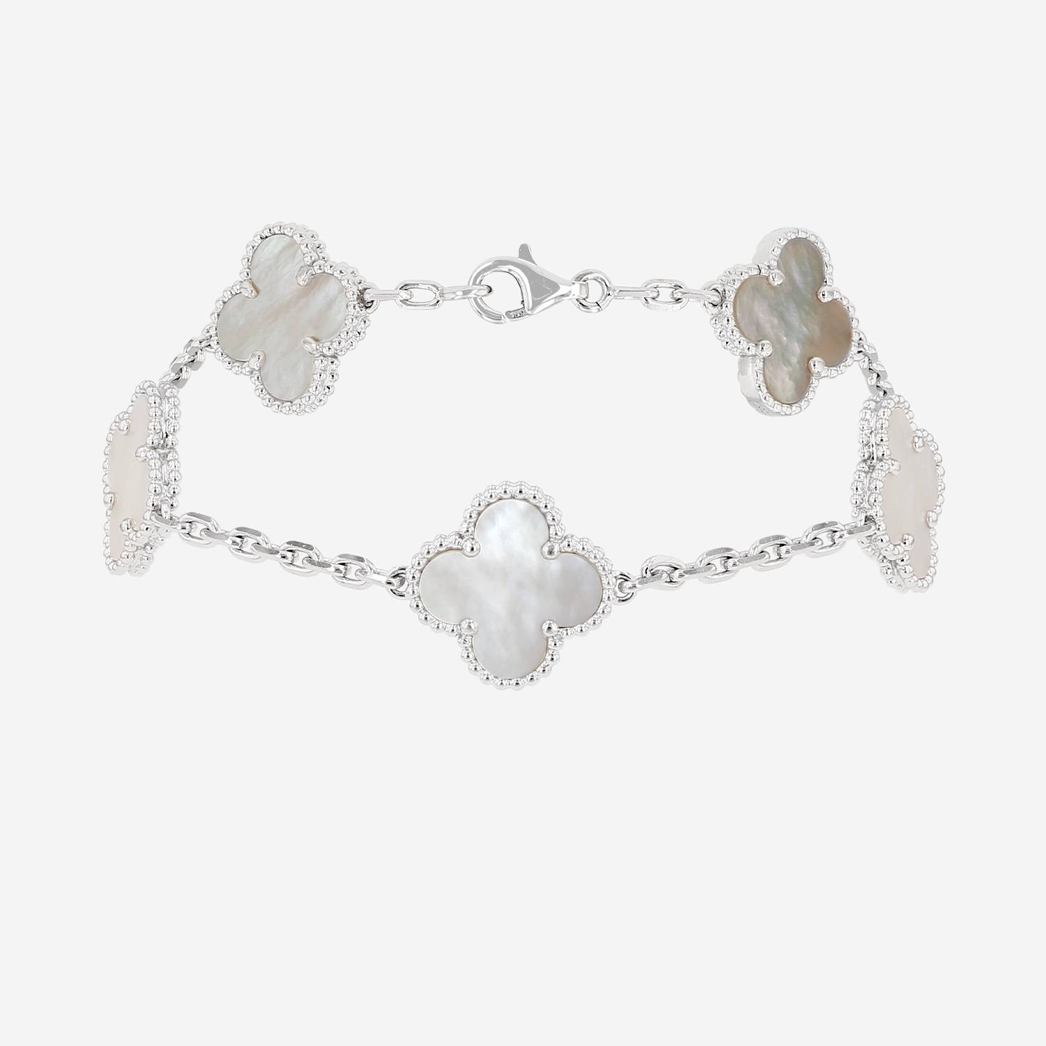 Bracelet Van Cleef & Arpels Vintage Alhambra en or blanc et nacre