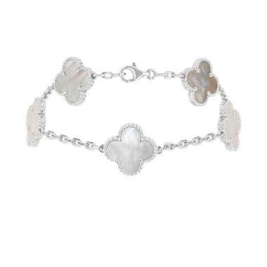 Van Cleef & Arpels Vintage Alhambra bracelet in white gold and mother of pearl