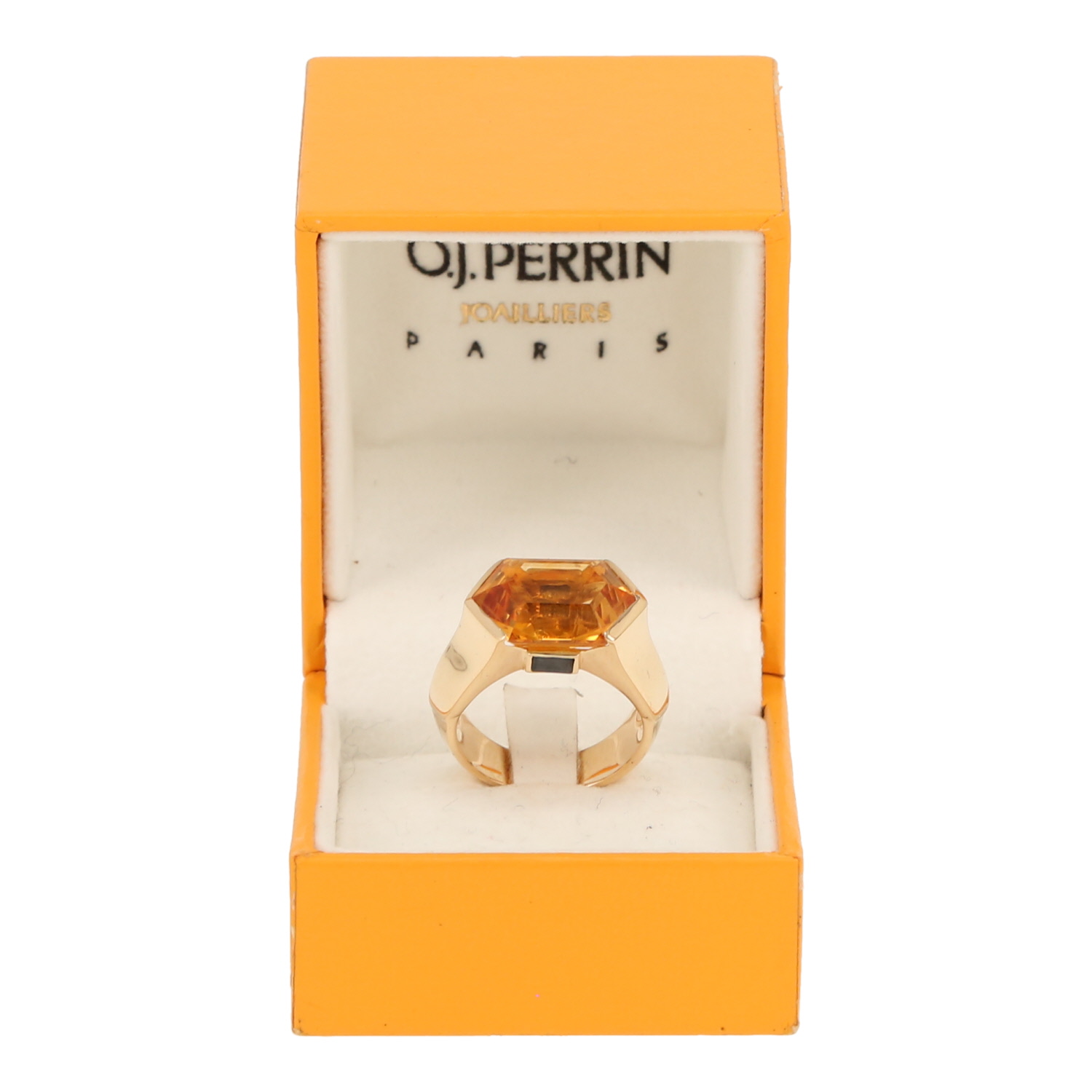Anello O.J. Perrin  in oro giallo, quarzo citrino e zaffiri - Detail D2