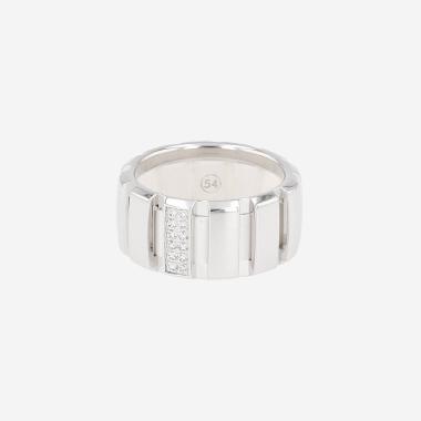 Bague Chaumet Class One en or blanc, diamants et caoutchouc