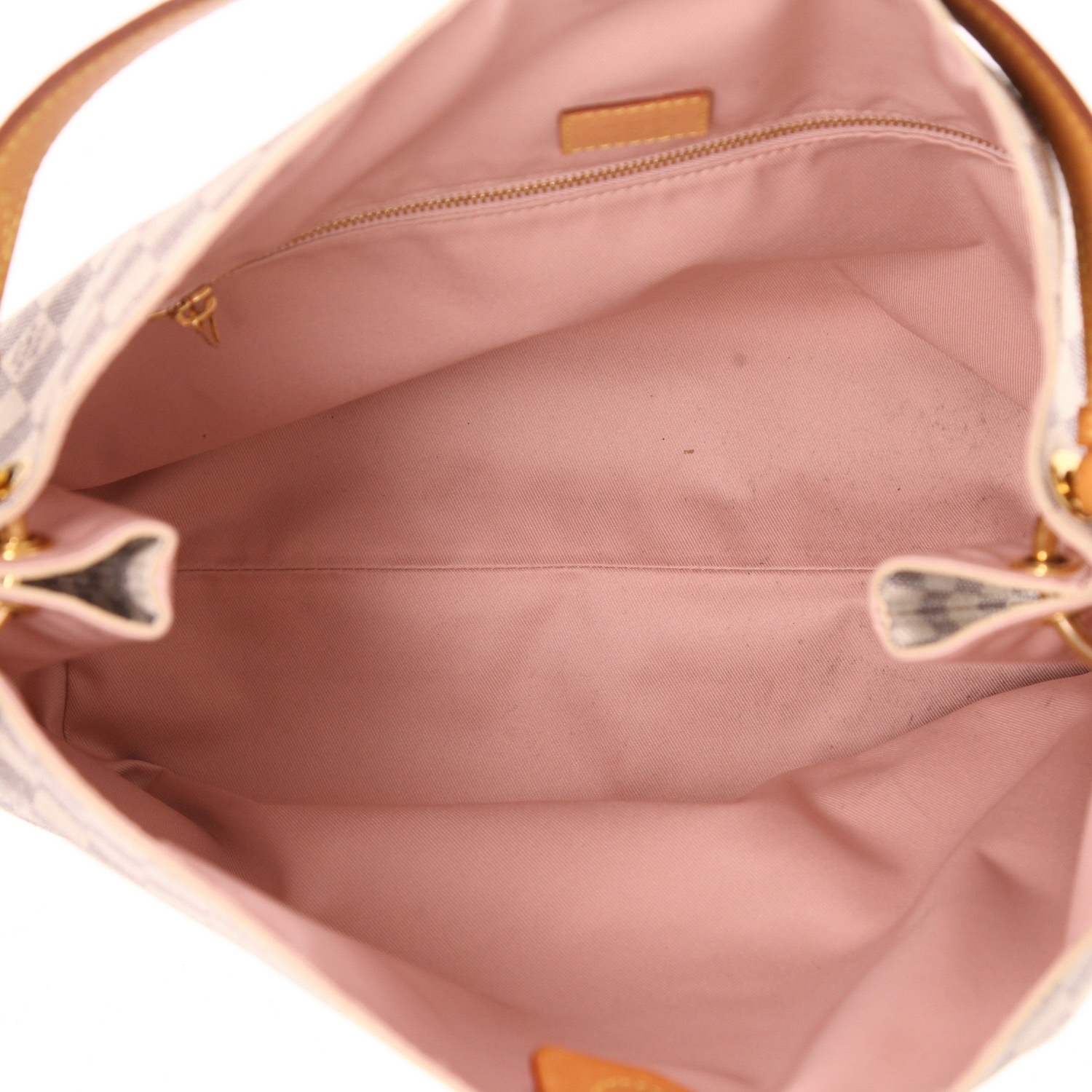 Louis Vuitton  Delightful bag worn on the shoulder or carried in the hand  in azur damier canvas  and natural leather - Detail D3