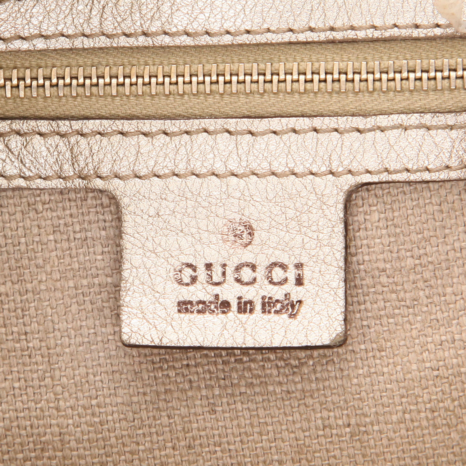 Sac à main Gucci  Jackie en cuir doré et toile bicolore - Detail D2