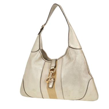 Gucci  Jackie handbag  in gold leather  and bicolor canvas
