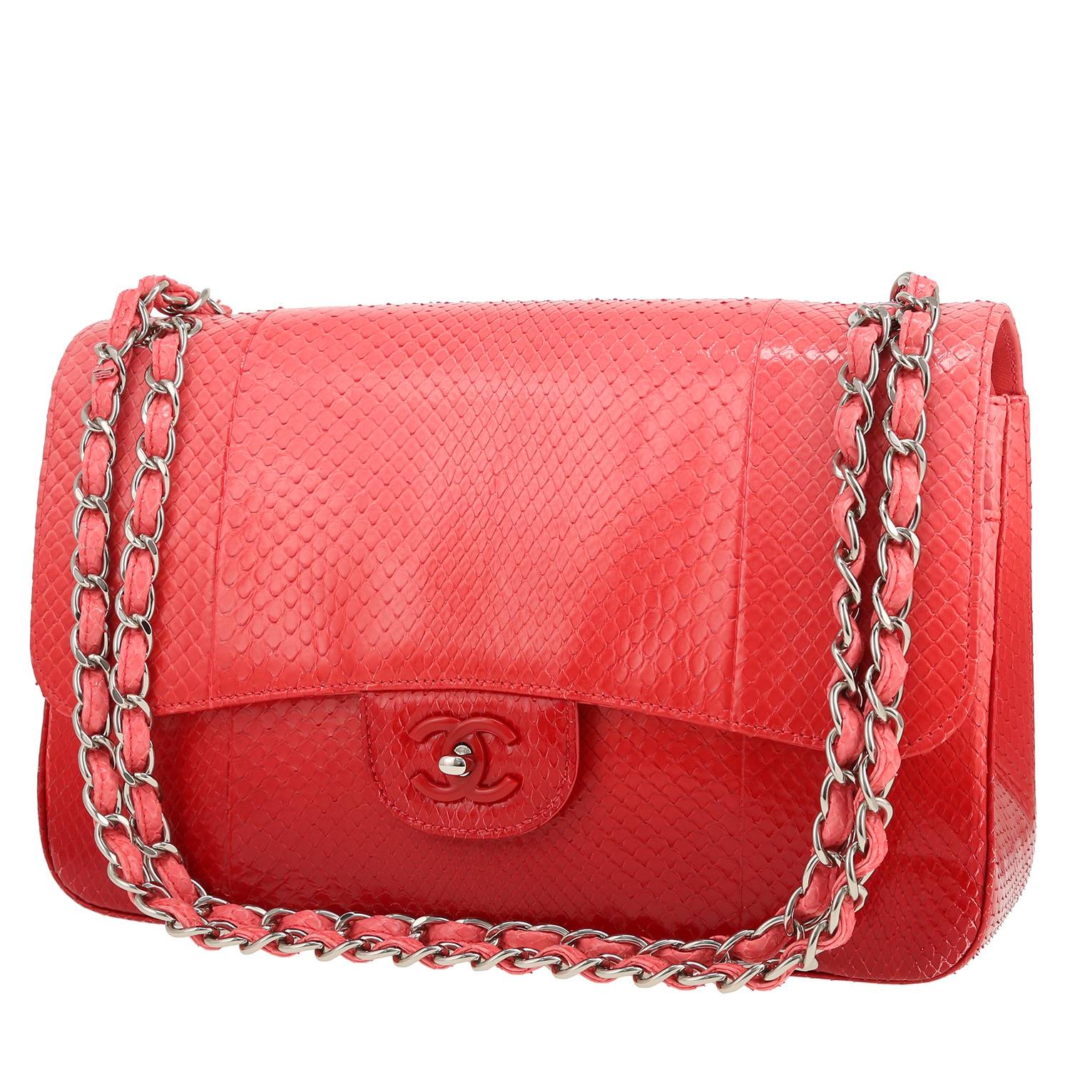 Sac Chanel Timeless Jumbo Python Rose Dégradé Occasion Sac Chanel Timeless Jumbo Python Rose Dégradé Occasion