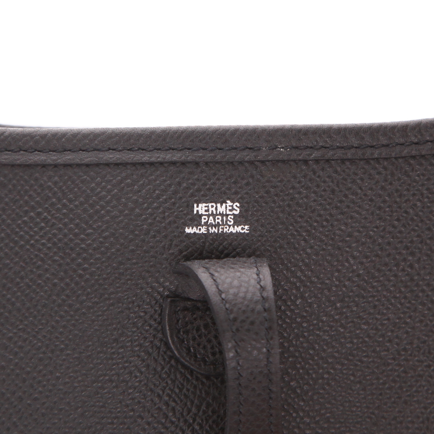 Borsa a tracolla Hermès  Mini Evelyne in pelle Epsom nera - Detail D2