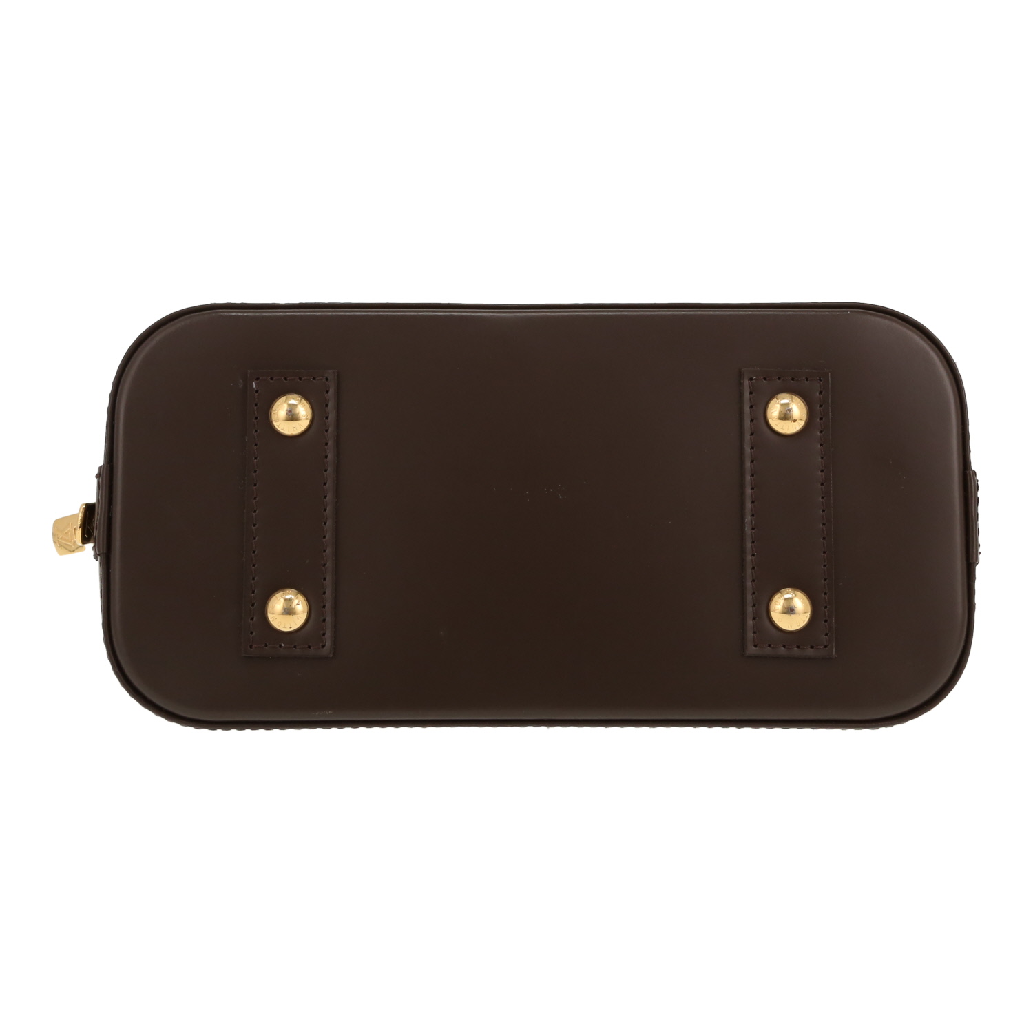 Louis Vuitton   handbag  in ebene damier canvas  and brown leather - Detail D1