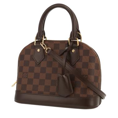 Sac à main Louis Vuitton   en toile damier ébène et cuir marron