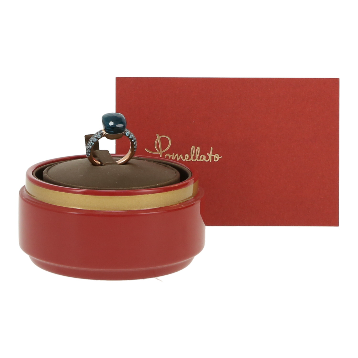 Sortija Pomellato Nudo Classic de oro rosa, topacio Blue London y zafiros - Detail D2