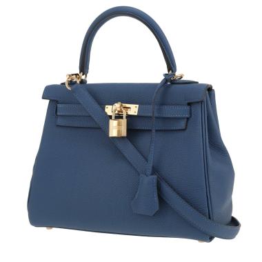 Sac à main Hermès  Kelly 25 cm en cuir togo bleu
