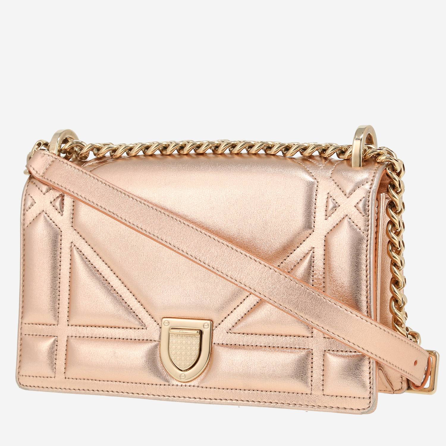 Dior  Diorama shoulder bag  in pink glittering leather