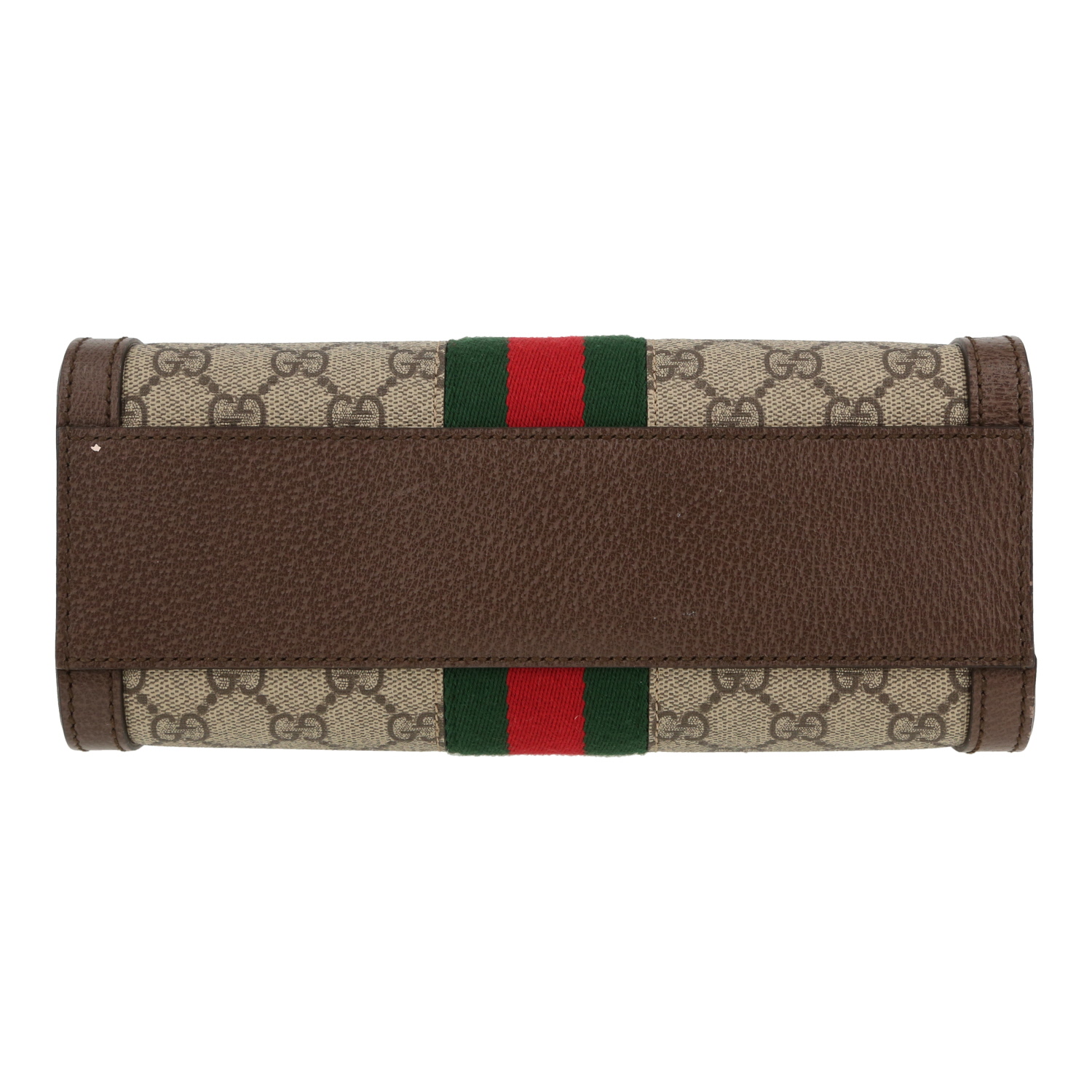 Bolso de mano Gucci  Ophidia modelo pequeño  en tejido "sûpreme GG" beige y cuero marrón - Detail D1