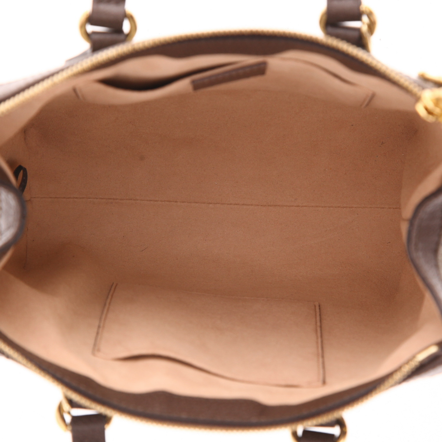 Bolso de mano Gucci  Ophidia modelo pequeño  en tejido "sûpreme GG" beige y cuero marrón - Detail D3