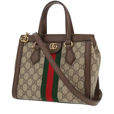 Gucci  Ophidia small model  handbag  in beige "sûpreme GG" canvas  and brown leather