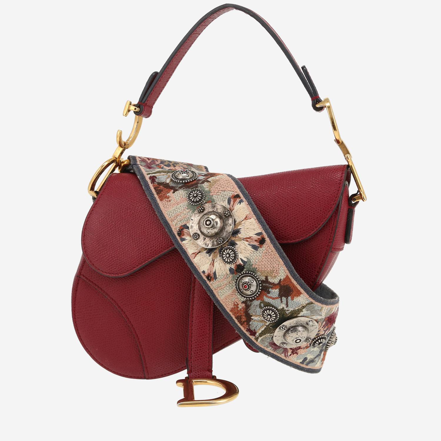 Bolso de mano Dior  Saddle en cuero granulado rojo