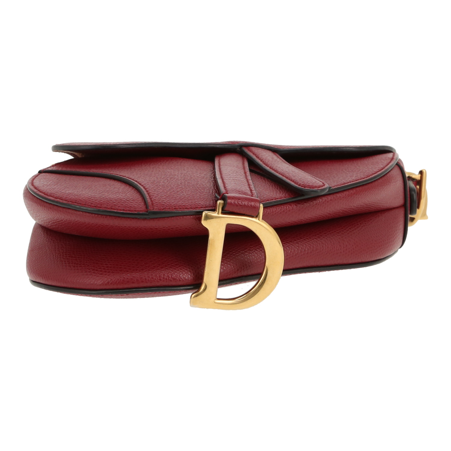 Sac à main Dior  Saddle en cuir grainé rouge - Detail D1