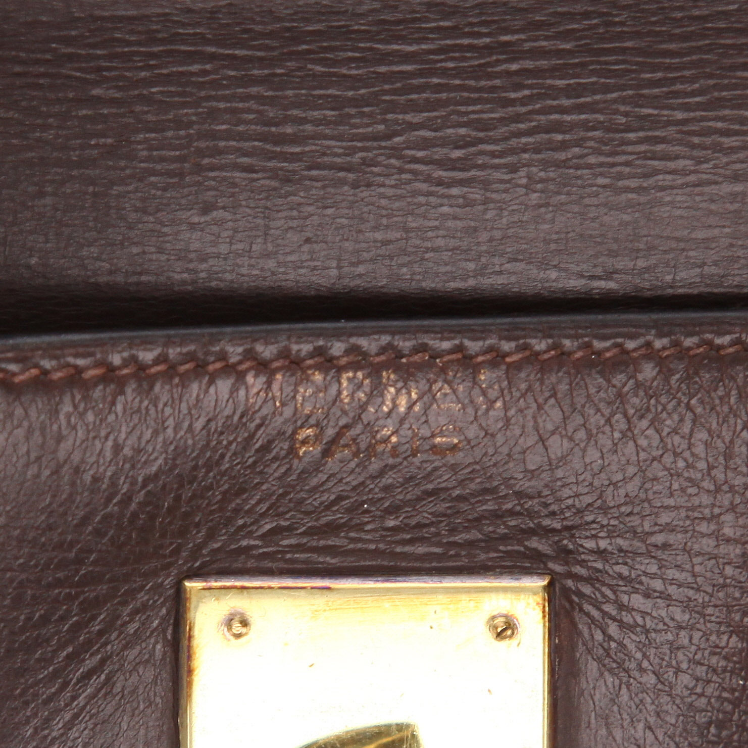 Borsa Hermès  Kelly 32 cm in pelle box marrone - Detail D2