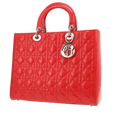 Sac à main Dior  Lady Dior en cuir verni rouge