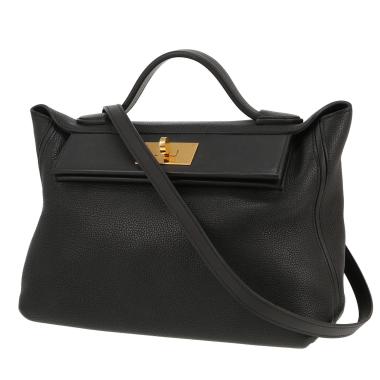 Sac à main Hermès  24/24 en cuir togo noir et cuir Swift noir