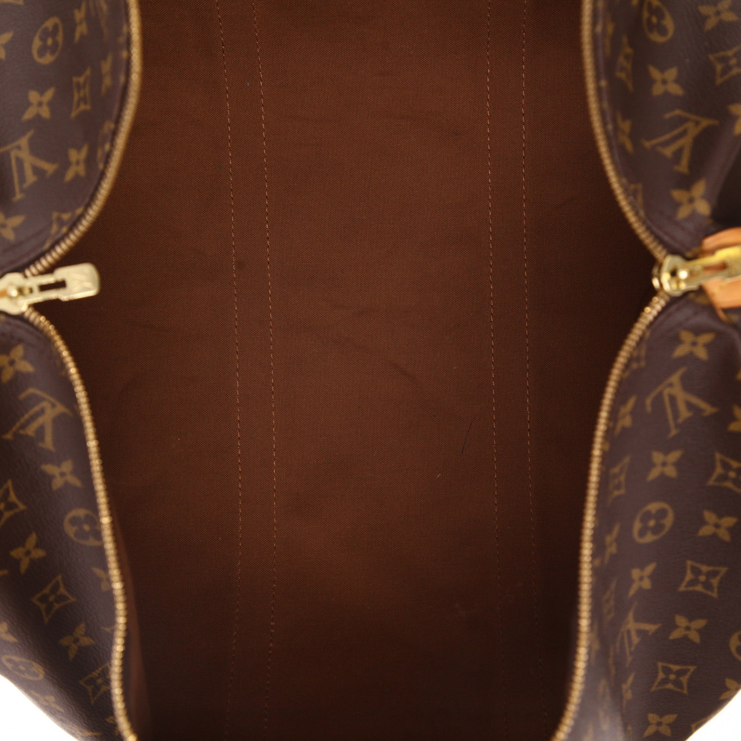 Borsa da viaggio Louis Vuitton  Keepall 55 in tela monogram marrone e pelle naturale - Detail D3