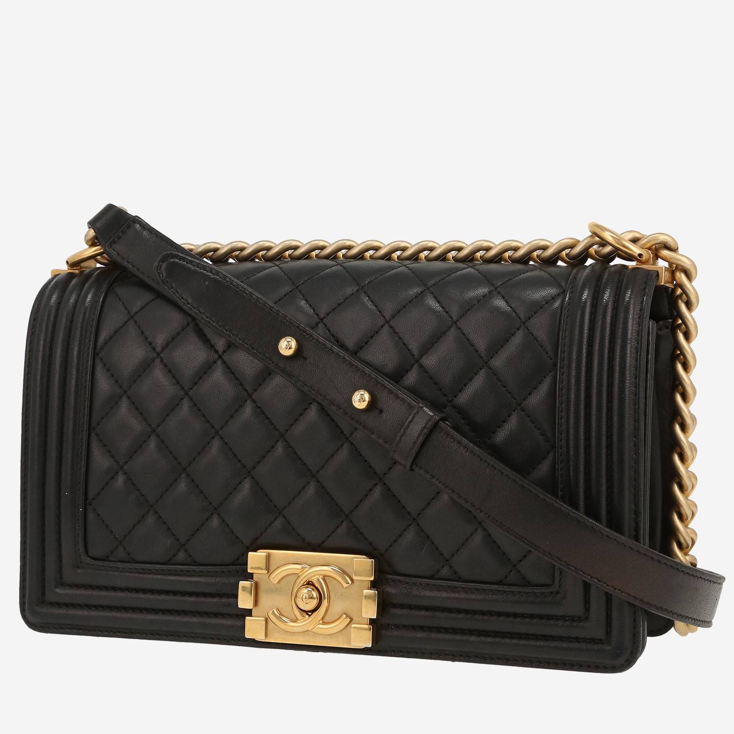 Bolso bandolera Chanel  Boy en cuero acolchado negro